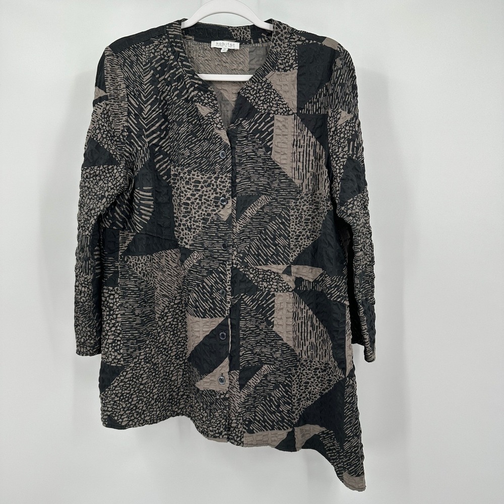 Habitat Womens Lagenlook Asymmetrical Tunic Top Size M Oversized Boho Artsy